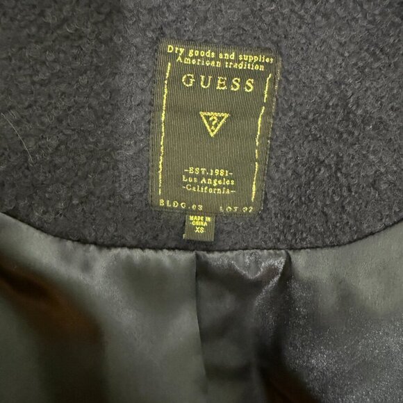 GUESS Blue Wool-Blend Bouclé Coat with Belt, XS - Picture 11 of 12